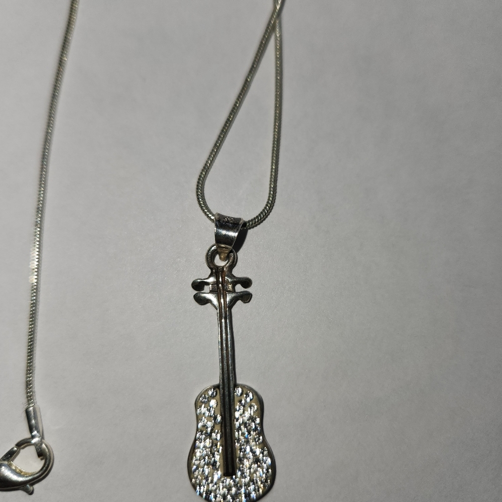 Sterling silver violin necklace
